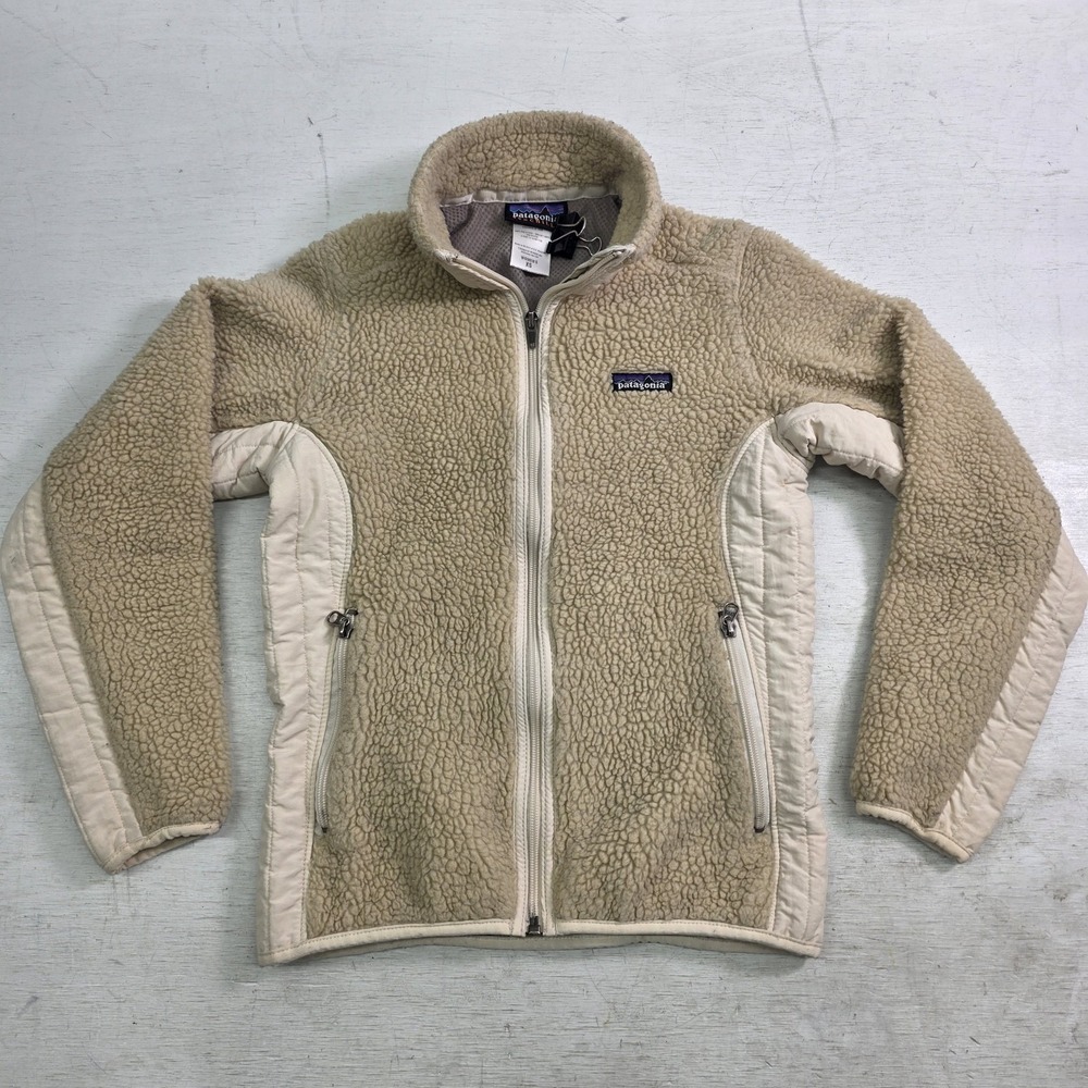 Patagonia Retro-X‎ Synchilla Sherpa Cream Lined Jacket Full Zip Women's Sz XS